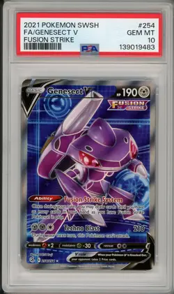 2021 Pokemon SWSH Fusion Strike Genesect V Full Art #254 PSA 10 - Image 1