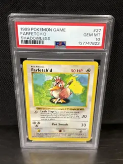 1999 Pokemon Shadowless Base Set Farfetch’d #27 PSA 10 - Image 2