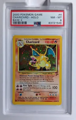 Pokemon Base Set 2 4/130 Charizard Holo Rare PSA 8 - Image 1