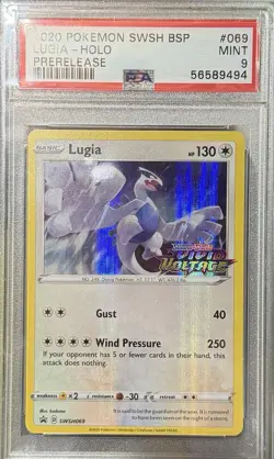 2020 Pokemon TCG Sword & Shield Promo Lugia Prerelease Holo SWSH069 PSA 9 - Image 1