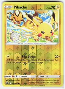 POKEMON PIKACHU 049 SILVER TEMPEST REVERSE HOLO NM - Image 1