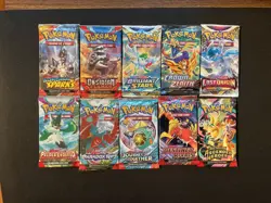POKEMON 10 PACK LOT INCLUDING CROWN ZENITH, DESTINED RIVALS & SPARKS SEE DESC 820650808784 - Image 1