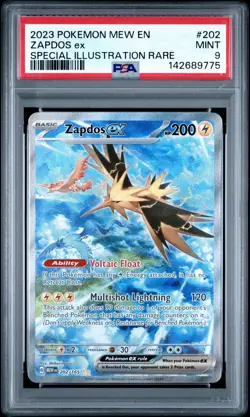 PSA 9 Zapdos Ex 202/165 Sv: Scarlet & Violet 151 SIR Holo Pokemon - Image 1
