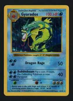 Gyarados 6/102 Shadowless Base Set Unlimited Holo Rare Pokemon TCG - Image 1