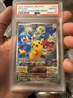 2022 POKEMON JAPANESE SV PROMO SCARLET & VIOLET PRE-ORDER #001 PIKACHU PSA 10 - Image 1