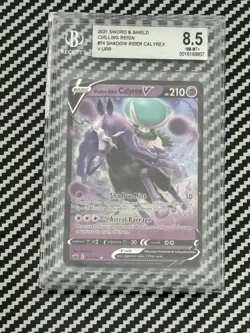 Pokemon Shadow Rider Calyrex V Chilling Reign Ultra Rare Holo Beckett 8.5 - Image 1