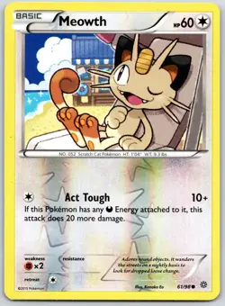 POKEMON ANCIENT ORIGINS MEOWTH 61/98 COMMON REVERSE HOLO NM - Image 1