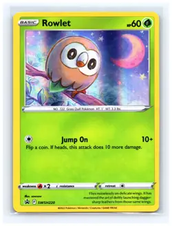 💥 Rowlet SWSH220 Black Star Promo Holo Pokemon Sword & Shield TCG - Image 1