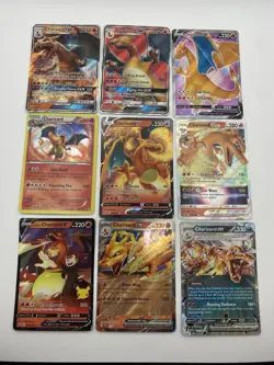 9 Pokemon Cards, Charizard GX, Charizard V, Full Art, VSTAR (READ DESCRIPTION) - Image 1