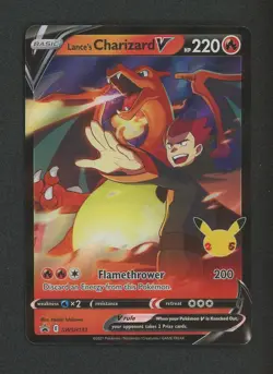 Pokemon Card Lance’s Charizard V SWSH133 Celebrations Black Star Promo - Image 1