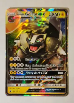 Alolan Golem GX 2017 Pokemon Sun & Moon Crimson Invasion HOLO FULL ART 34/111 - Image 1