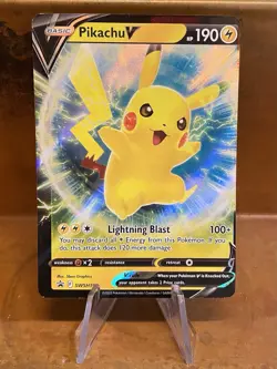 Pikachu V Black Star Promo SWSH198 Sword & Shield Pokemon MISCUT ERROR RARE - Image 1
