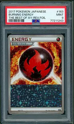 PSA 9 Burning Energy Reverse Holo Japanese The Best of XY 163/171 Pokemon - Image 1