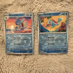 Squirtle 007/165 and Wartortle 008/165 Pokemon 151 Reverse Holo English - Image 1