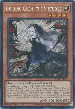 Near Mint, English Yu Gi Oh Guiding Quem, the Virtuous - RA04-EN043 - Secret Rar - Image 1