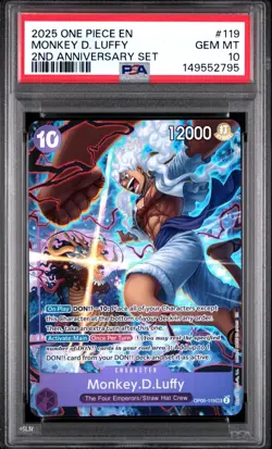 🔥 2025 One Piece Monkey D. Luffy #119 PSA 10 2nd Anniversary GEM MT ⚡149552795 - Image 1