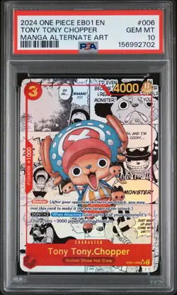 2024 ONE PIECE EB01-EXTRA BOOSTER -MEMORIAL COLLECTION- TONY TONY CHOPPER PSA 10 - Image 1