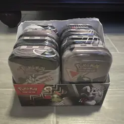 Pokemon TCG Black Bolt & White Flare Unova 8 Mini Tins Full Art Set Display Box - Image 1