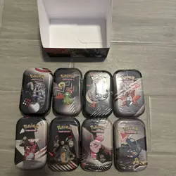 Pokemon TCG Black Bolt & White Flare Unova 8 Mini Tins Full Art Set Display Box - Image 2