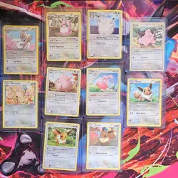 Pokemon TCG lot 10 cards Eevee, Minccino, Cinccino, Wigglytuff, Cleffa mid era - Image 1