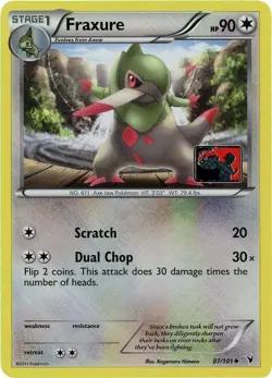 Fraxure Reverse Holo 87/101 Promo League & Championship Stamped Pokemon Card - Image 1