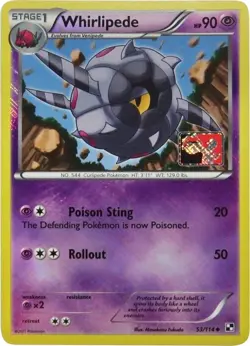 Whirlipede Reverse Holo 53/114 Promo League & Championship Stamped Pokemon Card - Image 1