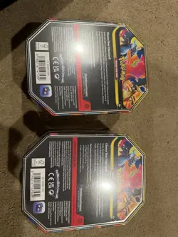 Pokemon Cards Sealed Mega Charizard EX Tins Set Of 2 Boxes In Hand - Image 4