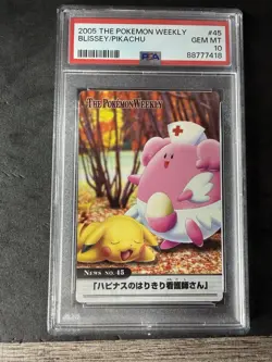 2005 The Pokemon Weekly Advanced Generation #45 Blissey / Pikachu PSA 10 Pop 12 - Image 1