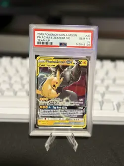 2019 Pokemon Pikachu & Zekrom GX Sun & Moon Team Up PSA 10 #33/181 - Image 1