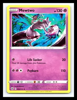 💥 Pokemon - Mewtwo - 056/172 - Rare - Sword & Shield: Brilliant Stars Non Holo - Image 1