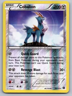 Cobalion 74/114 Rare Steam Siege Pokemon Reverse Holo Lightly Played - Image 1