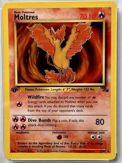 RARE VINTAGE 1999 Pokemon Fossil #27 Moltres 1st Edition - Freshly Graded PSA 5 - Image 2