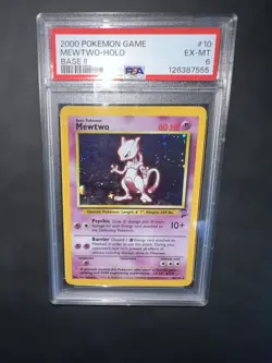 2000 Pokemon Base Set 2 Mewtwo Holo 10/130 PSA 6 Vintage WOTC Holographic - Image 1