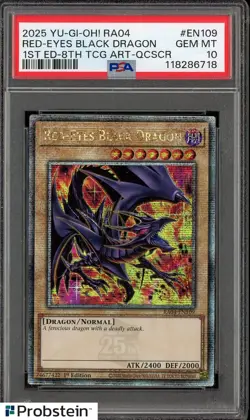2025 Yu-Gi-Oh! RA04 1st Ed. 8th TCG ART-QCSCR EN109 Red-Eyes Black Dragon PSA 10 - Image 1