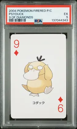 Pokemon FireRed Psyduck 9 of Diamonds Playing Poker Card 2004 PSA 5 - Image 1