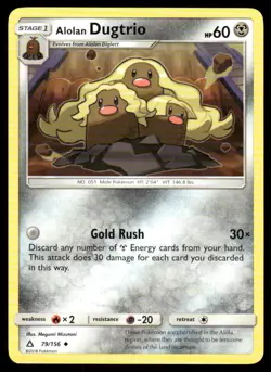 Alolan Dugtrio 79/156 Uncommon Ultra Prism Pokemon Near Mint - Image 1