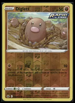 Diglett 076/198 Common Chilling Reign Pokemon Reverse Holo Near Mint - Image 1