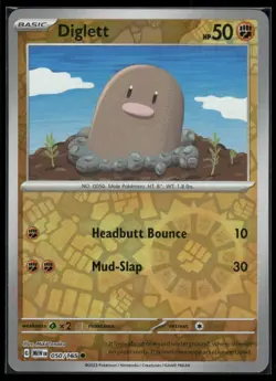 Diglett 050/165 Common 151 Pokemon Reverse Holo Near Mint - Image 1