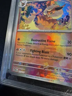Pokemon Flareon 013/131 Sv: Prismatic Evolutions Rare Reverse Holo 130 HP AGS 10 - Image 2