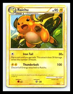 💥 Pokemon Card Raichu 19/30 Non Holo HGSS Trainer Kit Gyarados Raichu Deck - Image 1