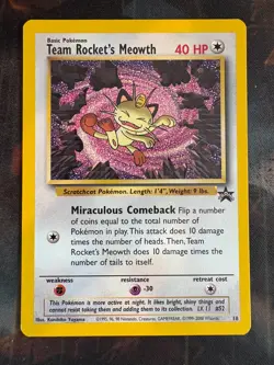 Team Rocket's Meowth # 18 Black Star PROMO WOTC Rare Pokemon Card Tcg - LP - Image 1