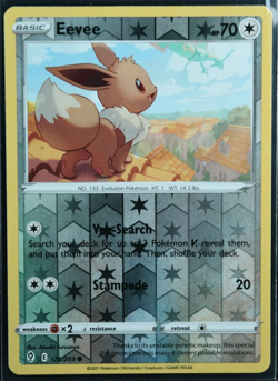 Eevee 125/203 Evolving Skies 2021 Reverse Holo Foil Pokemon TCG Card - NM - Image 1