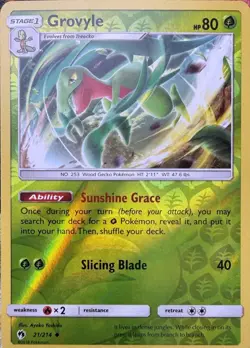Grovyle 21/214 UC Lost Thunder Pokemon Reverse Holo NM - Image 1