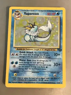 Vaporeon Jungle 12/64 Holo 1999-2000 Vintage Base Set Pokemon TCG WoTC Holo Card - Image 1