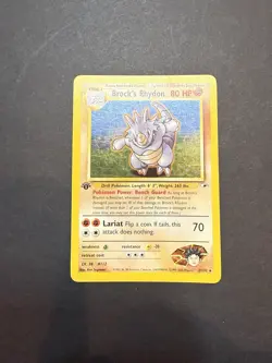 1st Edition Brock's Rhydon Gym Heroes 2/132 Holo Unlimited Rare Pokemon LP-MP - Image 1