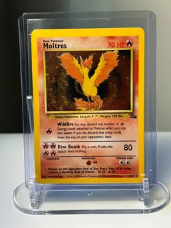 Moltres Holo Rare 12/62 Fossil Set Pokemon Card WOTC 1999 LP - Image 3