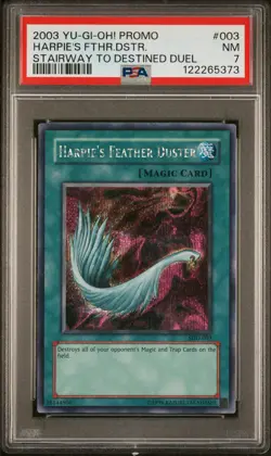 2003 YU-GI-OH! PROMO STAIRWAY TO DESTINED DUEL HARPIE'S FEATHER DUSTER PSA 7 - Image 1