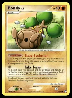 EX-NM Diamond and Pearl Bonsly Common 71/130 2007 Pokemon TCG - Image 1