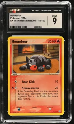 CGC 9 MINT Houndour 2004 EX Team Rocket Returns 59/109 Pokemon Card - Image 1