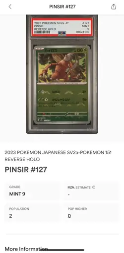 PSA 9 Pokemon Card Japanese Pinsir 127/165 SV2a Pokemon 151 REVERSE HOLO Graded - Image 4